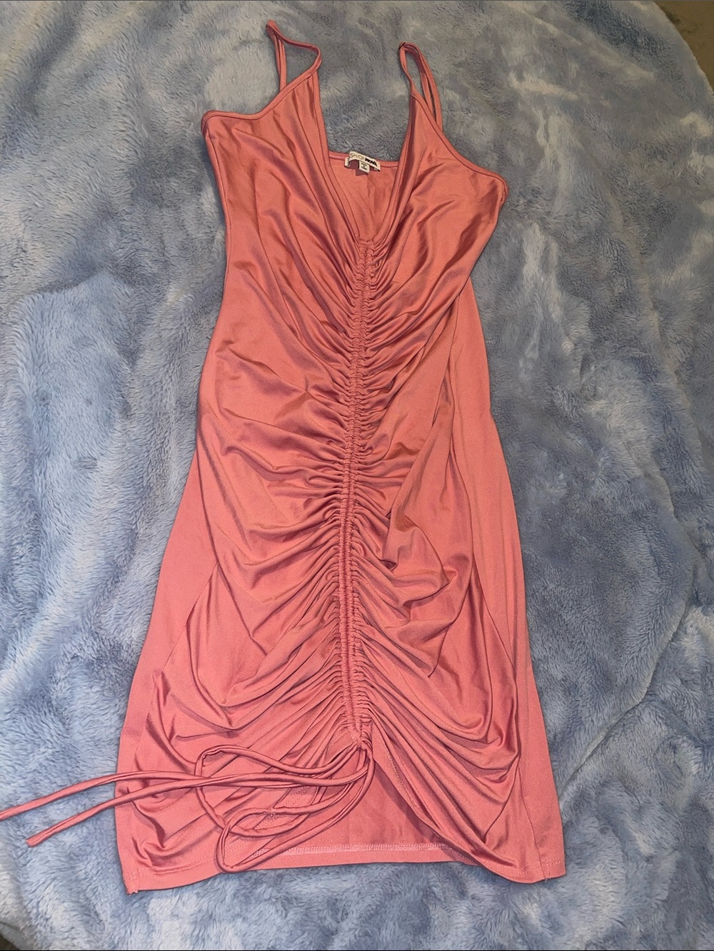Fashion Nova Pink Ruched Bodycon Midi Dress